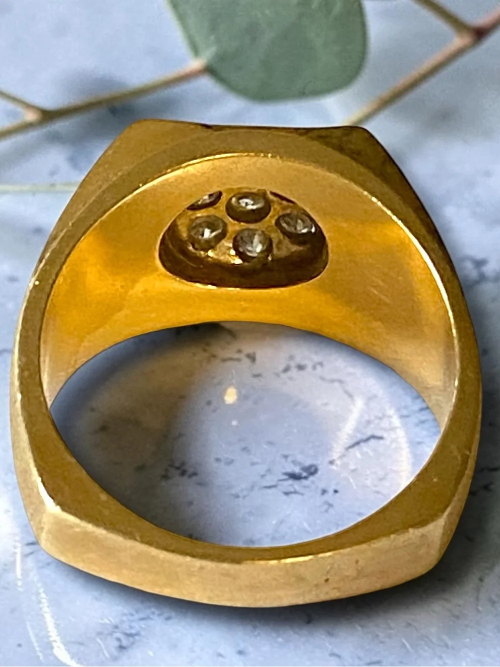 MENS Vintage 14k Yellow Gold Seven DIAMOND CLUSTER Statement Ring Size 10.25